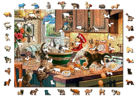 Puzzle in legno 1000 10 pezzi Capperi da cucina per gattini