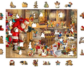 Houten Legpuzzel Santa's Workshop 500 750 - Etsy België