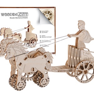 Puzzle 3D &quot;Roman Chariot&quot; Wooden Model Kits For Adults To Build - Wooden Puzzles for Adults Brain Teaser - Horse and Roman Soldier