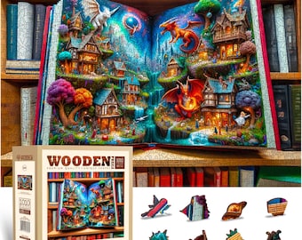 Puzzle Drewniane 1000 Elementów - Zaczarowane Opowieści - Unikalne Nietypowe Puzzle z Elementami - Wooden.City