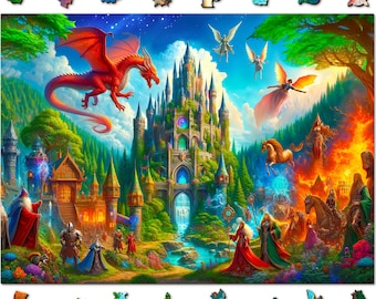 Wooden Puzzle Fantasy Castle - 1000 Piece Wooden Puzzle - Premium Quality Wooden Jigsaws with Shaped Pieces by Wooden.City