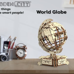 Houten mechanische wereldbolpuzzels voor volwassenen en kinderen om te bouwen door WOODEN.CITY | Houten 3D-puzzels | Modelset | Verjaardagscadeau afbeelding 6