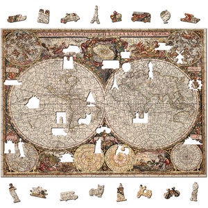 Puzzle World map with animals, 150 pieces