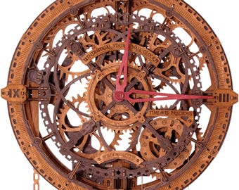 WOODEN.CITY 3D Holzpuzzle – Industrielle Vintage-Wanduhr | DIY Wanduhr mit Pendel | 3D Holzmodell-Bausätze für Erwachsene zum Bauen