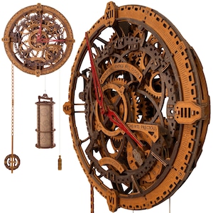 WOODEN.CITY 3D Wooden Puzzle – Industrial Vintage Wall Clock | DIY Wall Clock with Pendulum | 3D Wooden Model Kits for Adults to Build