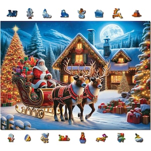 Wooden Christmas Puzzle 500 Pieces - Unique Unusual Jigsaw Puzzles with  Shaped Pieces - Wooden.City