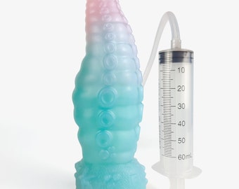 Ejaculating Dildo -  Squirting Fantasy Silicone Sex Toy with Cum Tube - Adult Toy - Mature