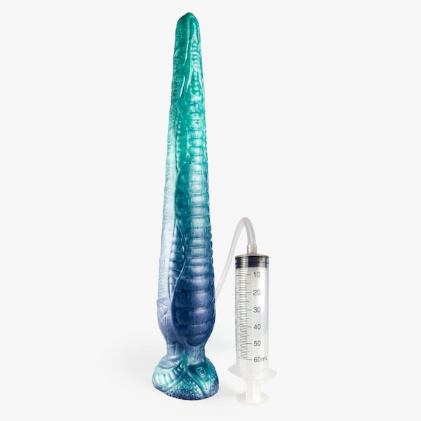 The Ejaculating Depth Trainer Dildo - Squirting Fantasy Silicone Sex Toy with Cum Tube - Anal Probe - Mature