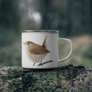 Wren Enamel Camping Mug * Birdwatching gift ideas * Bird lovers gifts