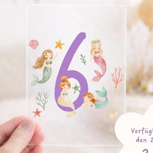 Bügelbild Meerjungfrau Geburtstag mit Zahl Lila | Geburtstagsshirt Meerjungfrau Mädchen | Meerjungfrauen Geburtstag | Geburtstagszahl Kinder