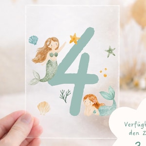 Bügelbild Meerjungfrau Geburtstag mit Zahl Türkis | Geburtstagsshirt Mädchen | Bügelbild Unterwasser | Meerjungfrau Kindergeburtstag
