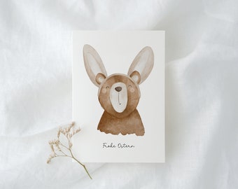 Osterkarte Bär mit Hasenohren | Geschenk Ostern Frohe Ostern Karte Osterhase Postkarte Grußkarte Ostern Geschenk Geschenkidee Kinder