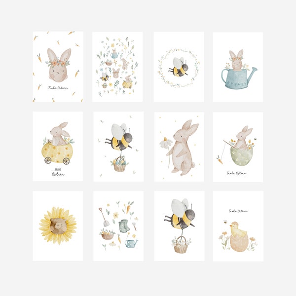 Osterkarten Set individueller Mix | Karten zu Ostern selbst zusammenstellen | Postkarte Osterhase Geschenk Osterei Grußkarte Geschenkidee