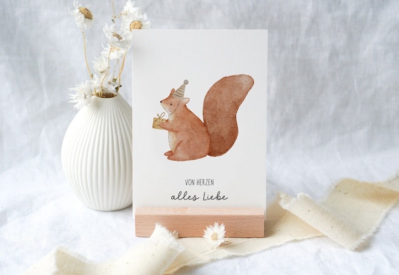 Geburtstagskarte Eichhörnchen Mit Magnet Von Kunst An Papier