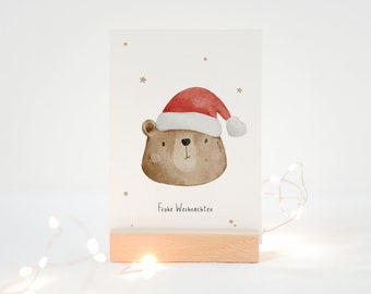 Weihnachtskarte Weihnachtsbär A6 | Klappkarte Karte Weihnachten Frohe Weihnachten Weihnachtsgeschenk Postkarte Aquarell Set Geschenk