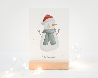 Weihnachtskarte Weihnachtsschneemann A6 | Klappkarte Karte Weihnachten Frohe Weihnachten Weihnachtsgeschenk Aquarell Set Geschenk handgemalt