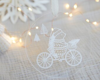 Weihnachtsbaumanhänger "Fahrradigel" aus Acrylglas | Geschenkanhänger Baumschmuck Weihnachtsdeko Weihnachtsbaum Weihnachtsgeschenkanhänger