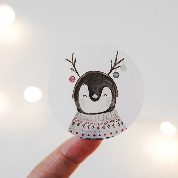 Aufkleber Weihnachten Set 10 Stk. Pinguin | Weihnachtsaufkleber, Sticker, Geschenkverpackung, Weihnachtszeit