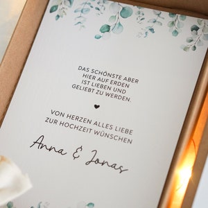 Geldgeschenk zur Hochzeit Personalisierbare Karten auf Leinenkarton inkl. Baumwollsäckchen Personalisierte Hochzeitsgeschenke Bild 4