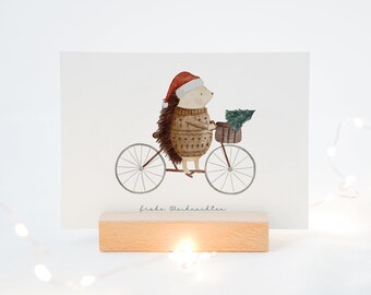 Weihnachtskarte Fahrradigel Ida A6 | Klappkarte Karte Weihnachten Weihnachtsgeschenk Postkarte Aquarell Weihnachtskarte Set