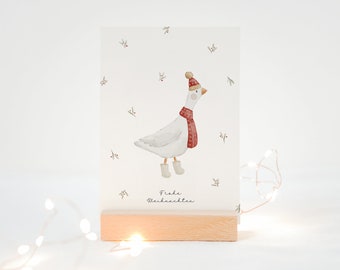 Weihnachtskarte Wintergans A6 | Klappkarte Karte Weihnachten Frohe Weihnachten Weihnachtsgeschenk Postkarte Aquarell Set Weihnachtsmotive