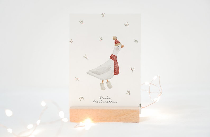 Weihnachtskarte Wintergans A6 Klappkarte Karte Weihnachten Frohe Weihnachten Weihnachtsgeschenk Postkarte Aquarell Set Weihnachtsmotive afbeelding 1