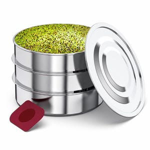 ZESTIGREENS Stainless Steel 3-Tier Stackable Seed Sprouter Kit with Lid – Germination Tray for Broccoli, Alfalfa & Mung Bean Sprouts