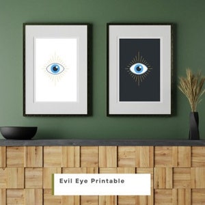 Evil eye wall art , Digital instant download, Nazar wall art, Evil eye printable