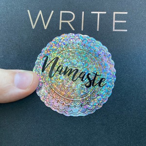 NAMASTE sticker Holografische glitter voor yoga beoefenaar cadeau voor haar scrapbooking | waterdichte waterbottle telefoon laptop