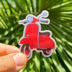 Vespa Roja de Pixar LUCA Sticker resistente al agua / Disney / lavavajillas seguro para portátil portátil teléfono celular coche resistente a la intemperie