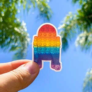 Pegatina Pop it rainbow droid R2D2 de Star Wars Mandalorian / fidget robot Lavavajillas calcomanía segura para iPhone portátil botella de agua coche