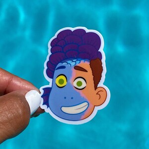 Pegatina amigo de LUCA Alberto mitad humano mitad cara de monstruo marino / de la película de Pixar / lavavajillas lonchera de botella de agua segura / calcomanía a prueba de UV