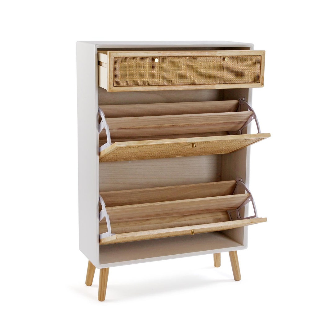 Shoe Storage Rattan Bohemian Interior Natural Finish Drop Down Doors ...