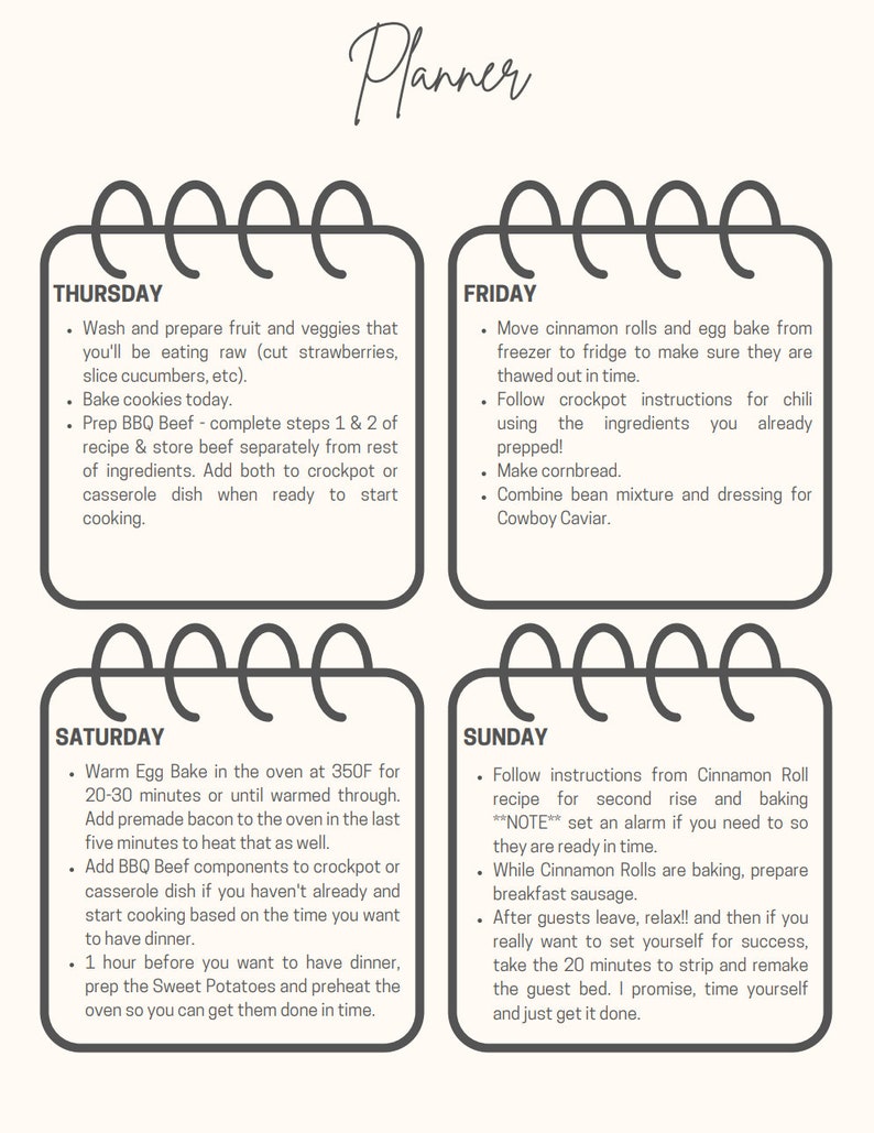 Guests for the Weekend Meal Planner - Menu, Grocery List, Recipes, and