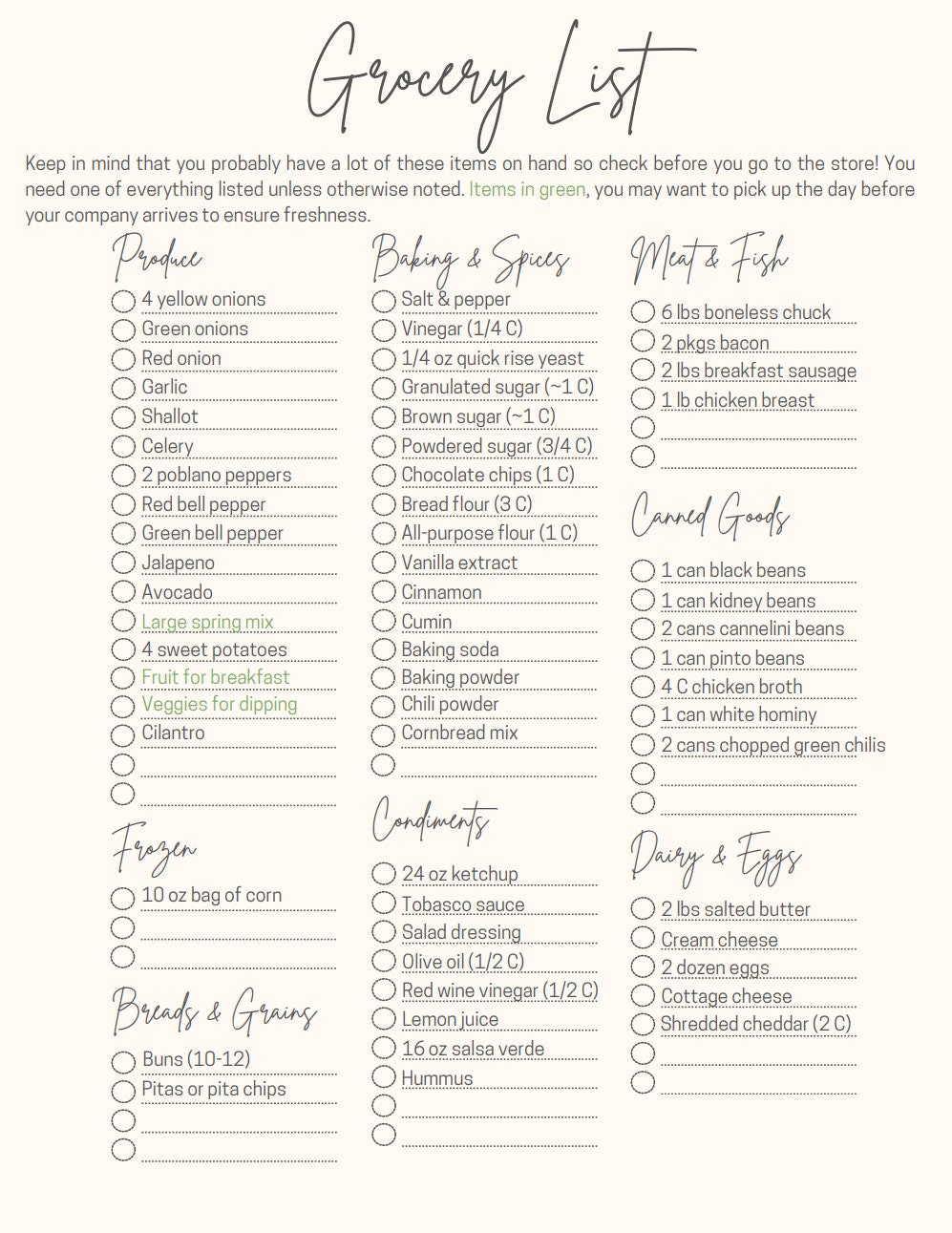 Guests For The Weekend Meal Planner Menu Grocery List Recipes And 