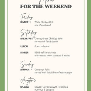 Guests for the Weekend Meal Planner - Menu, Grocery List, Recipes, and