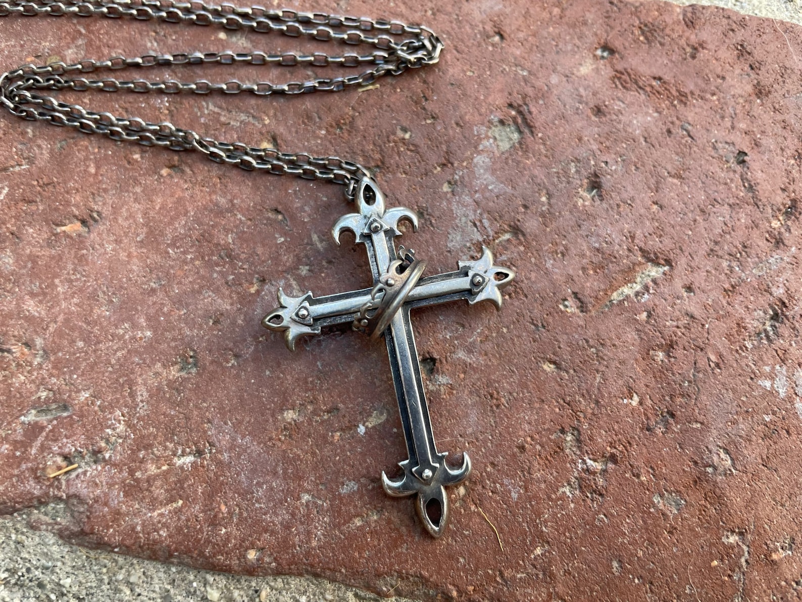 Cross With Crown With Necklace Etsy