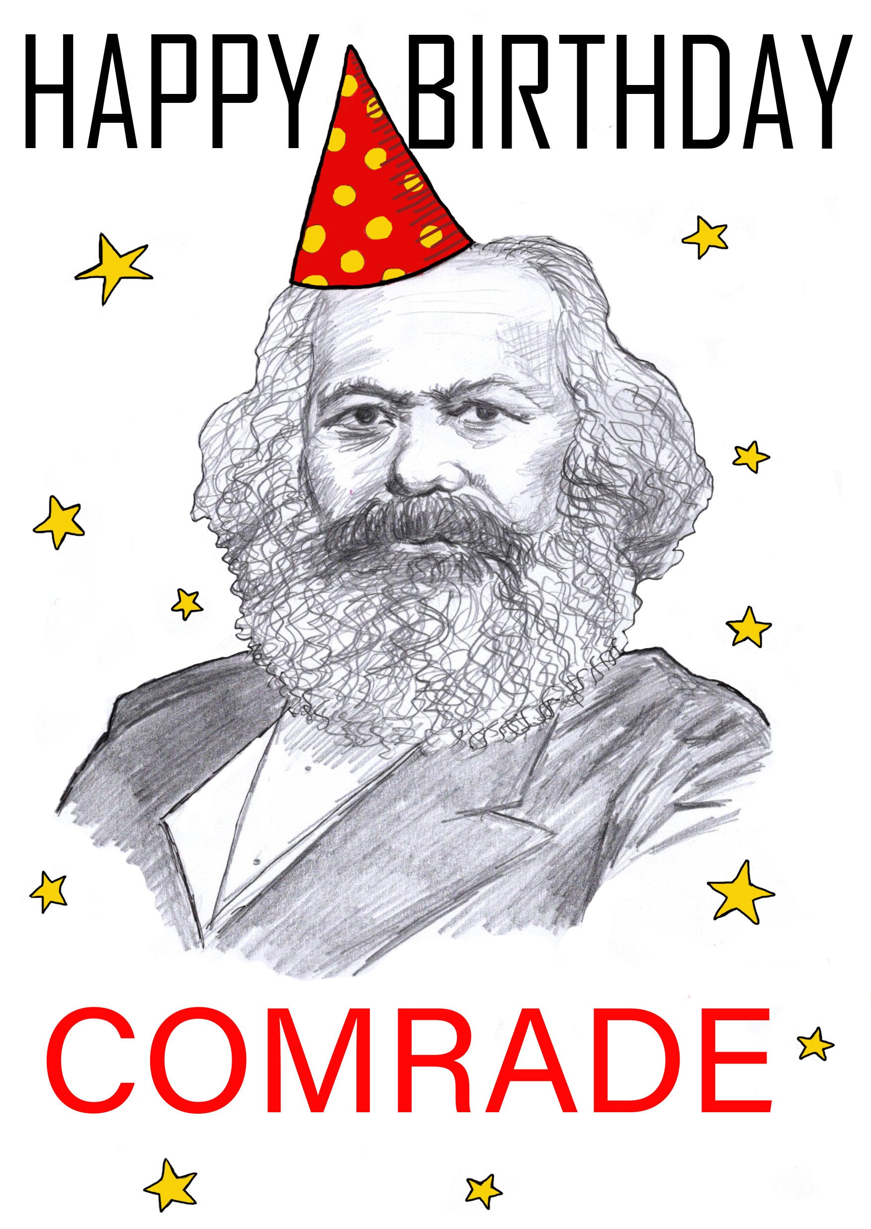 Happy Birthday Comrade-karl Marx-birthday Card-art | Etsy