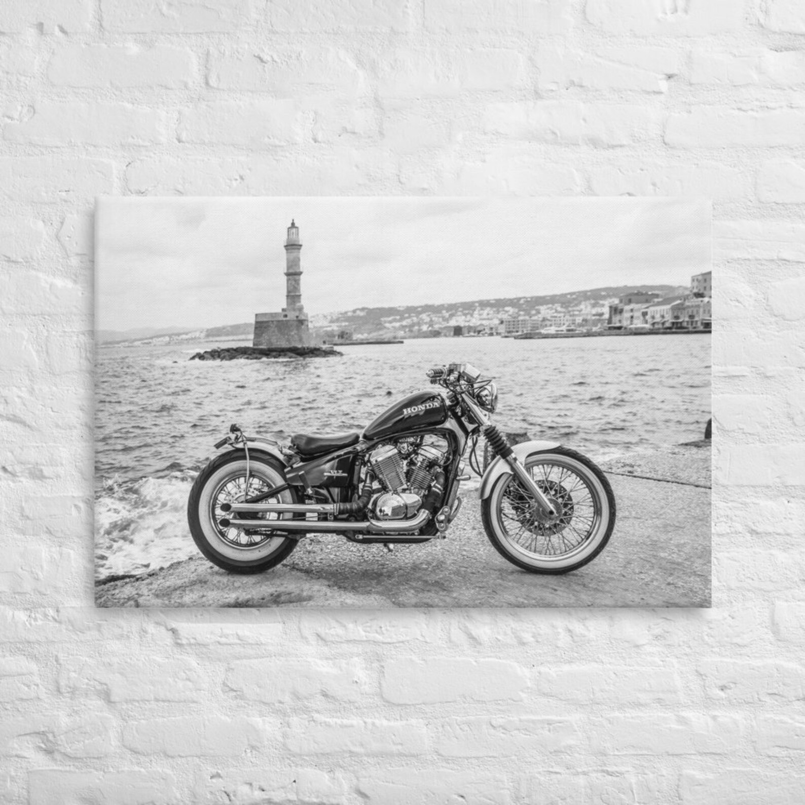 Classic Vintage Motorcycle Wall Art Print Canvas Black and | Etsy