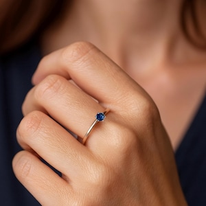 0.72 ct Blue Sapphire Ring, Buy a Real Genuine Blue  sapphire, 5mm, 100% Natural Earth-Mined, Sterling Silver Setting, September Birthstone