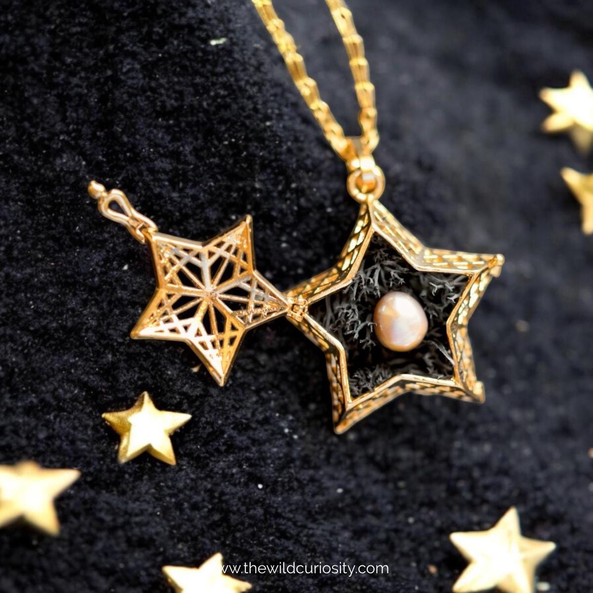 Opening Star Locket Gold Star Locket With Genuine Natural Pearl | Unique Pendant | Ocean ...