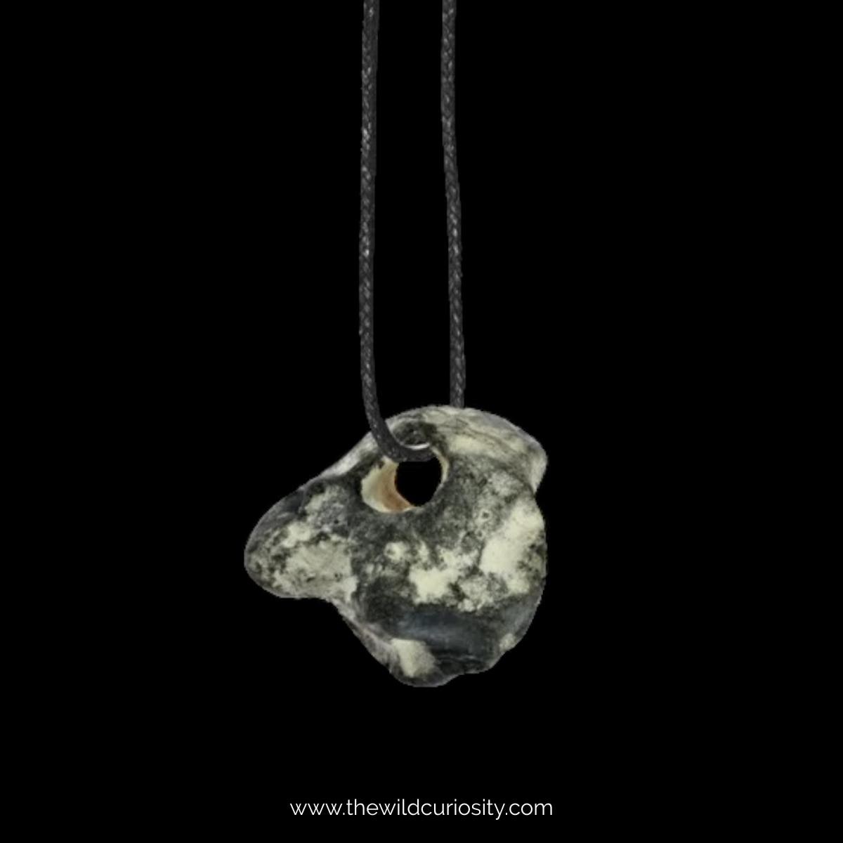 English Hag Stone Amulet | Pendant | Witch Necklace | Adder  Handmade Hag Holey Odin Adder Witch Stone Stainless Steel Pendant Necklace main image 0