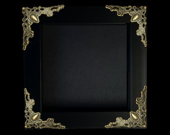 Black Deep Shadow Box Display Frame | Ornate Baroque Style Corners | Box Frame | Gothic Decor | Wall Art