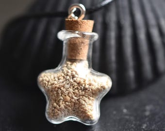 Glass Star Pendant with Genuine Star Sand | Coral | Clear Glass Necklace | Gothic Jewellery | Handmade Jewellery