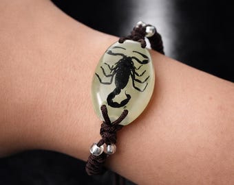 Glow In The Dark Scorpion Bracelet | Glowing Insects | Gothic Jewellery | Scorpion & Spider Bracelets | Invertebrate Gift Ideas