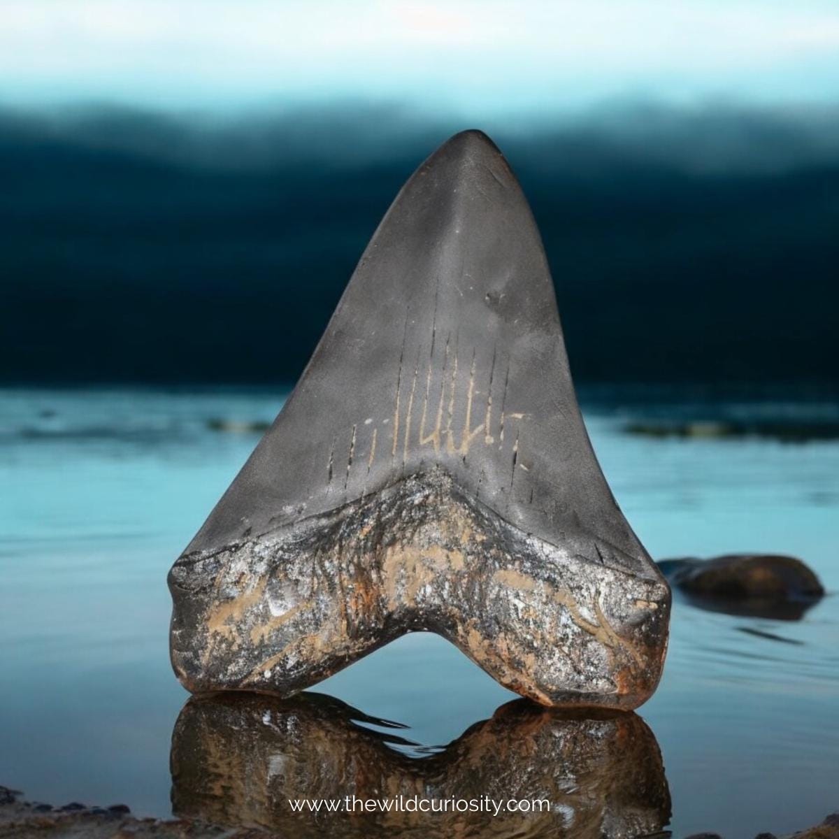 Fossil Megalodon Tooth Replica | GIANT Shark | Educational | Model Faux Fossils | Decorative Prehistoric Curiosities | Simulation Bones
