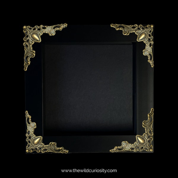 Black Deep Shadow Box Display Frame | Ornate Baroque Style | Arts and Crafts Corners | Box Frame | Gothic Decor | Wall Art