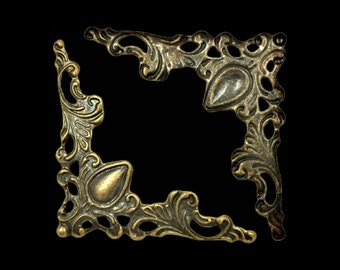 Ornate Baroque Style Corners | Bronze | DIY Box Frame | Antique Books | Arts and Craft Supplies | Gothic | Vintage