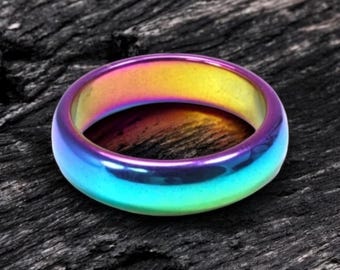 Iridescent Hematite Ring | 90s Style | Y2K Ring | Hippie Boho Style | Party Gifts