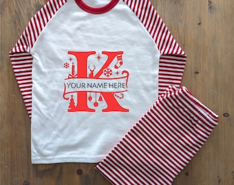 Pyjama de Noël à monogramme personnalisé